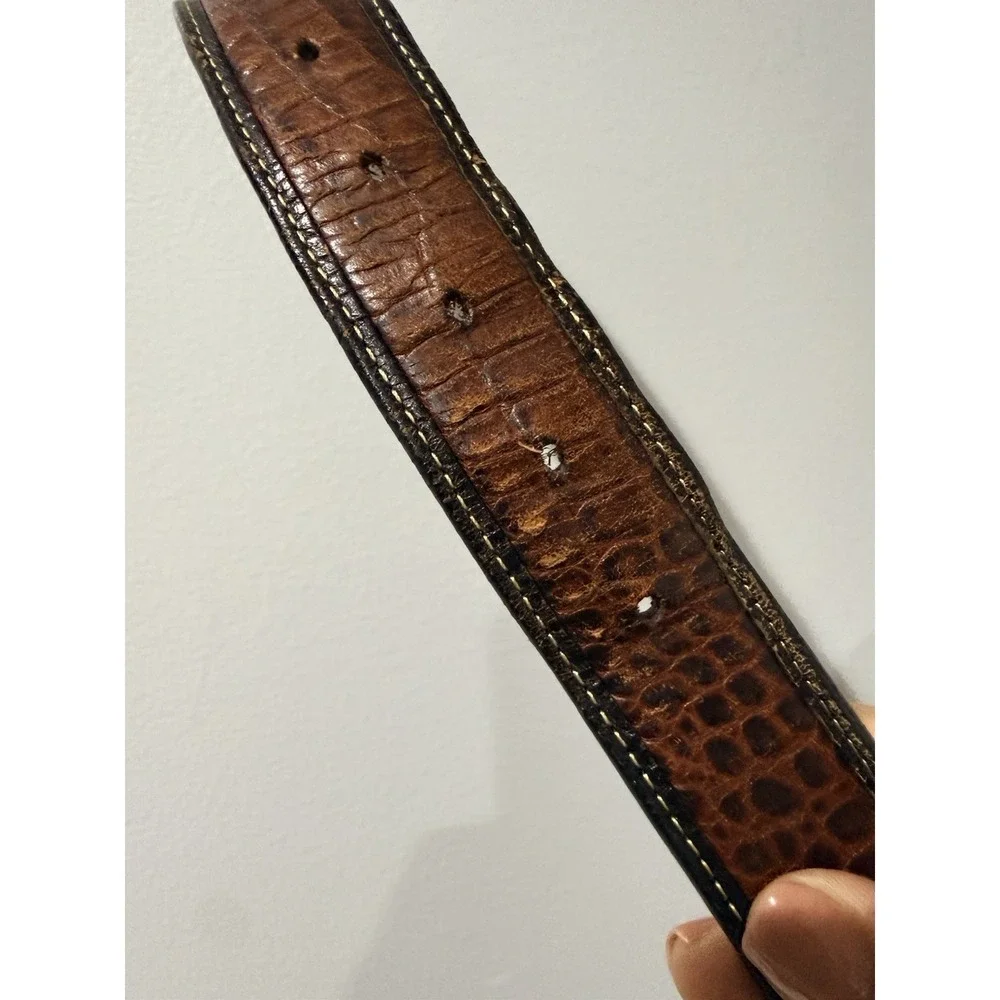 Tommy Bahama‎ Genuine Top Grain Brown Croc Embossed Leather Belt Men's Sz 40 40